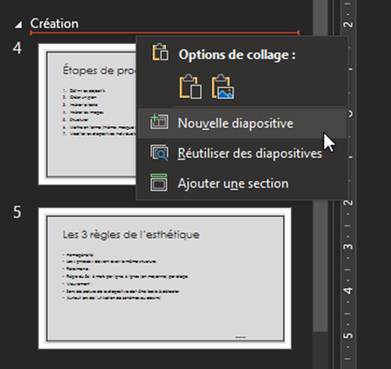 ajout de diapositive