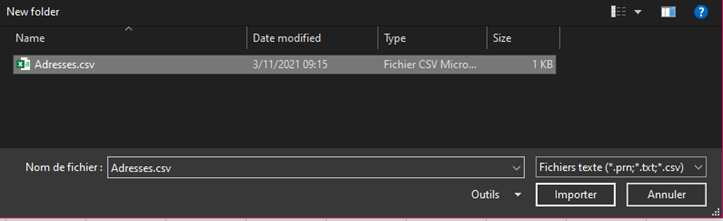 Importation CSV